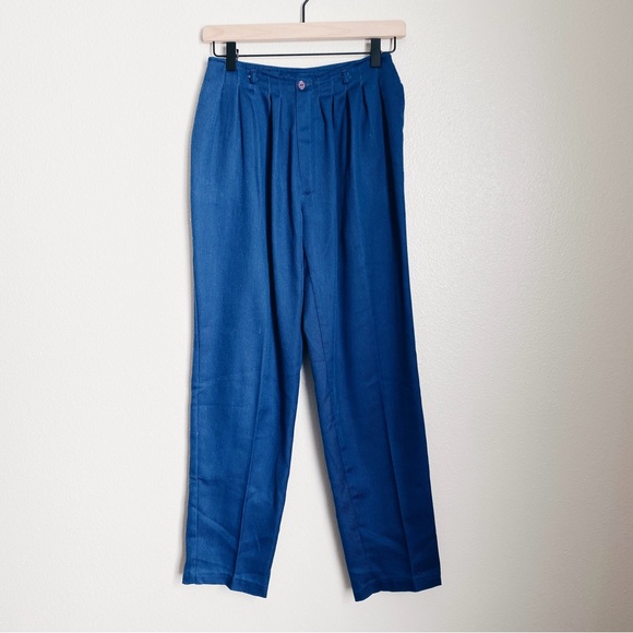 Vintage Blue Pleated Pants - Picture 1 of 5